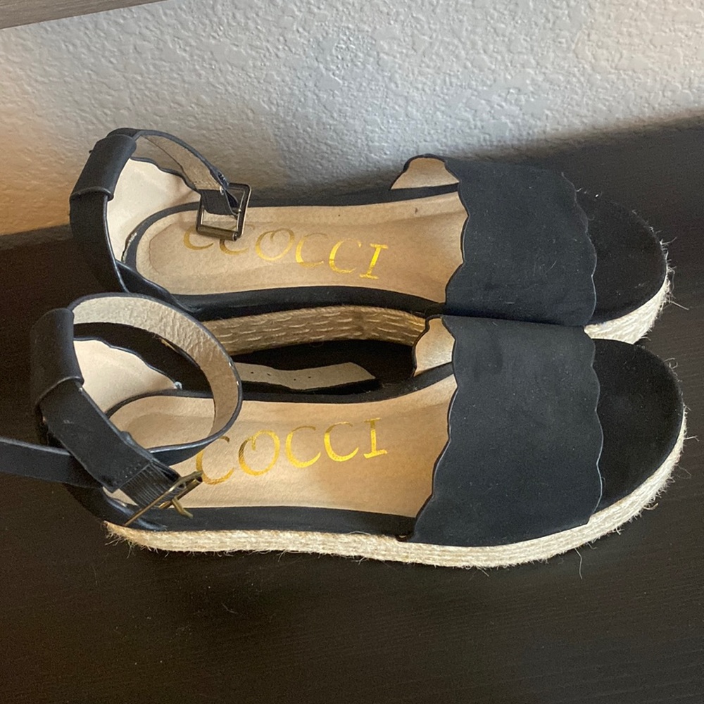 Black platform wedges